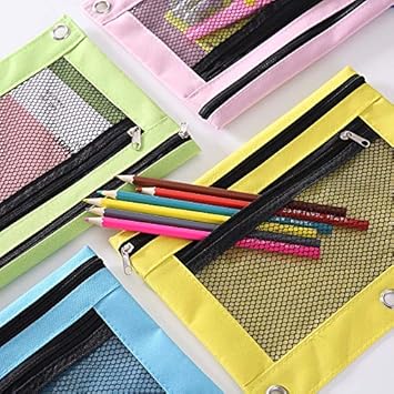 DoDoMagxanadu 3 Ring Pencil Pouch, Binder Pencil Pouch with Zipper and Mesh Window,8pack 8colors