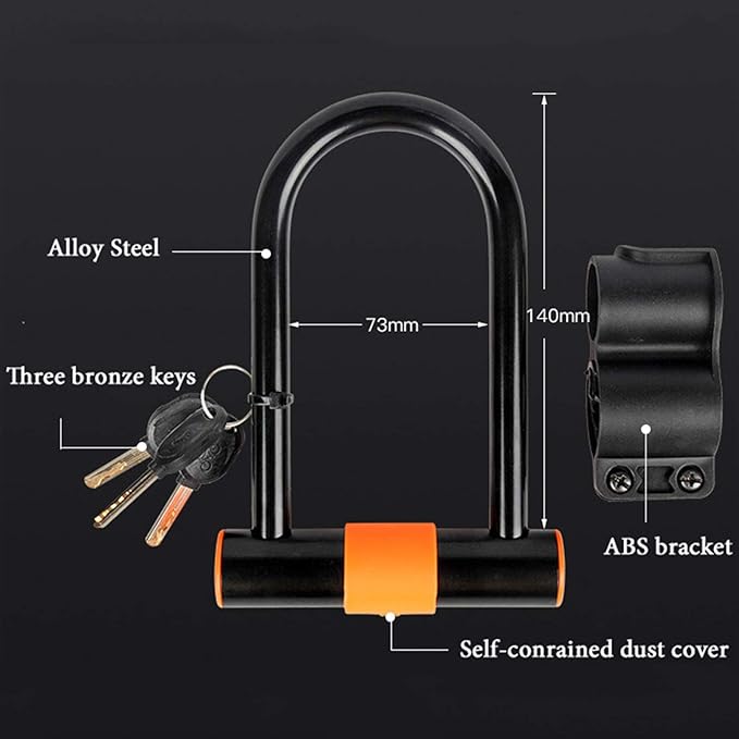 Bike U Lock with Cable Heavy Duty Bike Lock Bicycle U Lock, 14mm Shackle and 3.77ft Length Cable with Mounting Bracket for Bike Motorcycle and More
