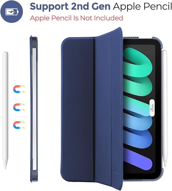 ProCase Smart Case for iPad mini 7 A17 Pro 2024iPad Mini 6 2021 8.3 Inch iPad mini 7th6th Gen Case, Hard Back Cover for iPad mini 8.3" 7th Gen A2995A2996A29936th Gen A2567 A2568 A2569 -Navy