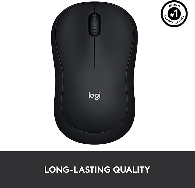 Logitech M185 Wireless Mouse, 2.4GHz with USB Mini Receiver, 12-Month Battery Life, 1000 DPI Optical Tracking, Ambidextrous, Compatible with PC, Mac, Laptop - Black
