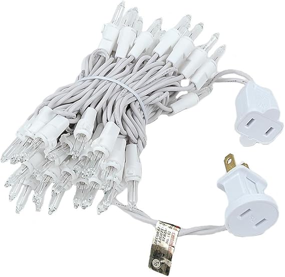 Novelty Lights 50 Light Clear Christmas Wedding Mini String Light Set, White Wire, Indoor/Outdoor UL Listed, 11' Long