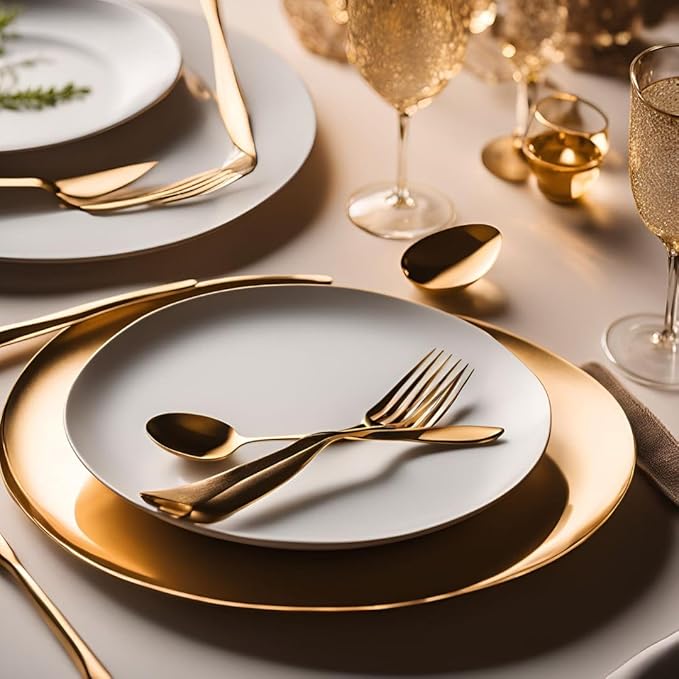 NS INC 6 Pcs Family Set of Gold Long Dining Fork used for Dessert Salad at Home or Restaurant (7.5inch / 19 cm) Premium Stainless Steel
