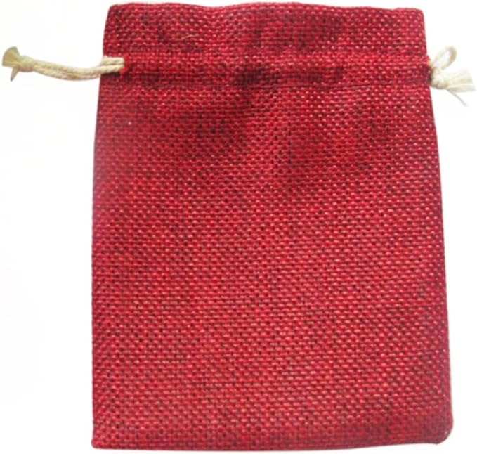 Outanaya Red Jute Bag Jewelry Pouches Drawstring 10 Pack Linen Small Size for Beads Makeup Wedding Favors
