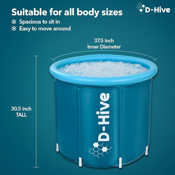 D-Hive Ice Bath Tub for Athletes - Extra Large Cold Plunge Tub, Durable Cold Tub for Recovery, Portable Ice Bath Plunge Pool for Cold Water Therapy Training, Four Layer Insulation