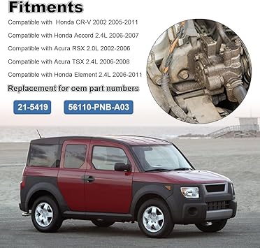 Power Steering Pump with Pulley Compatible with Honda CR-V 2.4L 2002 2005 to 2011, Acura RSX 2.0L 2002 to 2006, Acura TSX 2.4L 2006 to 2008, Honda Accord 2006 to 2007, Replacement for 21-5419