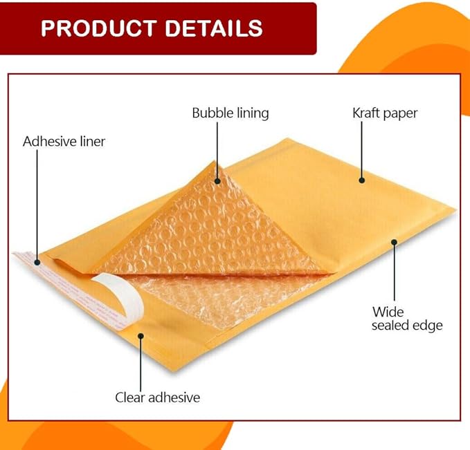 Cozybox Kraft Bubble Mailers (25 Pack) 0 6"x9" Padded Shipping Envelopes Self Sealing Cushioned Packaging Bags With Bubble Cushion (25, 0 (6x9in))