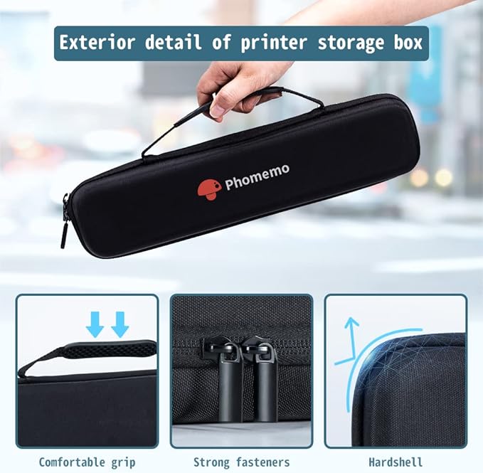 Phomemo Case, Compatible with Itari Tattoo Printer, COLORWING, Odaro, M08FD810P831TP81 Letter A4 Portable Printer, for HPRT MT800 Mobile Travel Printer Storage Holder Paper USB Cable(Box Only)