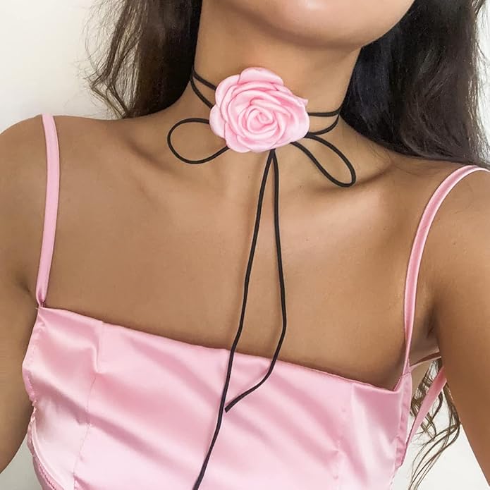 Flower Choker For Women, Flower Necklace Black Floral Long Dainty Trendy Cute Women'S Choker Necklaces Fashion Jewelry