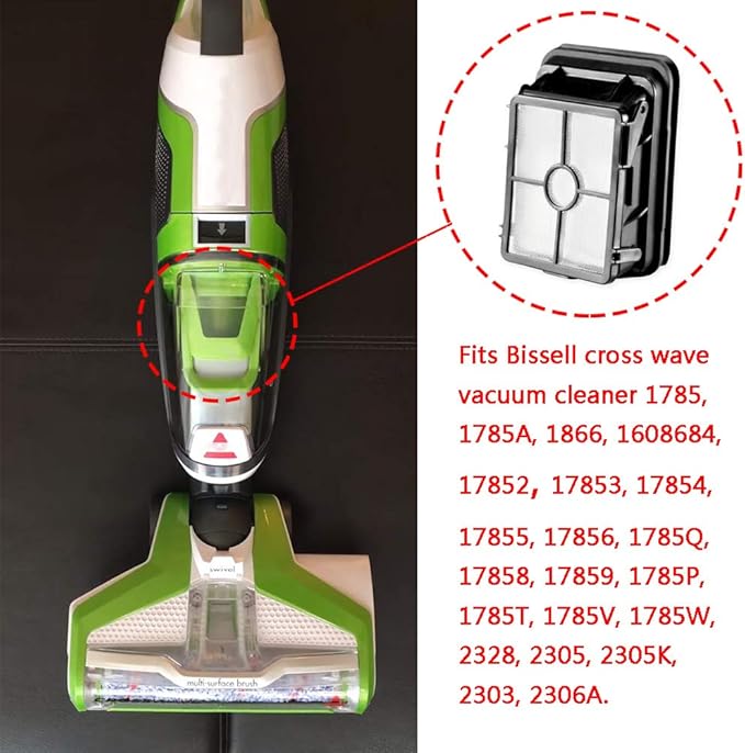 1785 Crosswave Filter for Bis-sell 1866 1785A 17852, 17853, 17854, 17855, 17856, 17858, 17859, 1785P, 1785T, 1785V, 1785W, 2328, 2303, 2305, 2305K Wet Dry Crosswave Vacuum Replace 1608684.