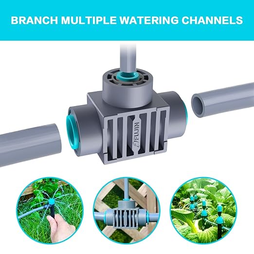 Garden Hose Tee Connector, 12mm to 6mm Irrigation Fittings Tee Connectors for Quick Connector Drip Irrigation System Tubing Accessories (10 PcsPack)