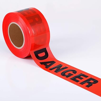 Red Tape Danger Do Not Enter 3 inch X 1000 feet Red with a Bold Black Print for High Visibility Caution Barrier Tape Roll Non-Adhesive for Danger Construction Crime Scene