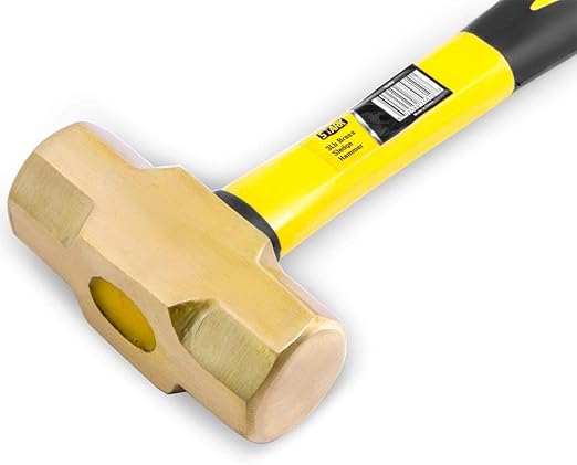Stark USA 3LBS Brass Head Sledge Hammer Fiber Glass 13-inch Handle With Comfortable Grip, Non-Sparking, 3-Pounds