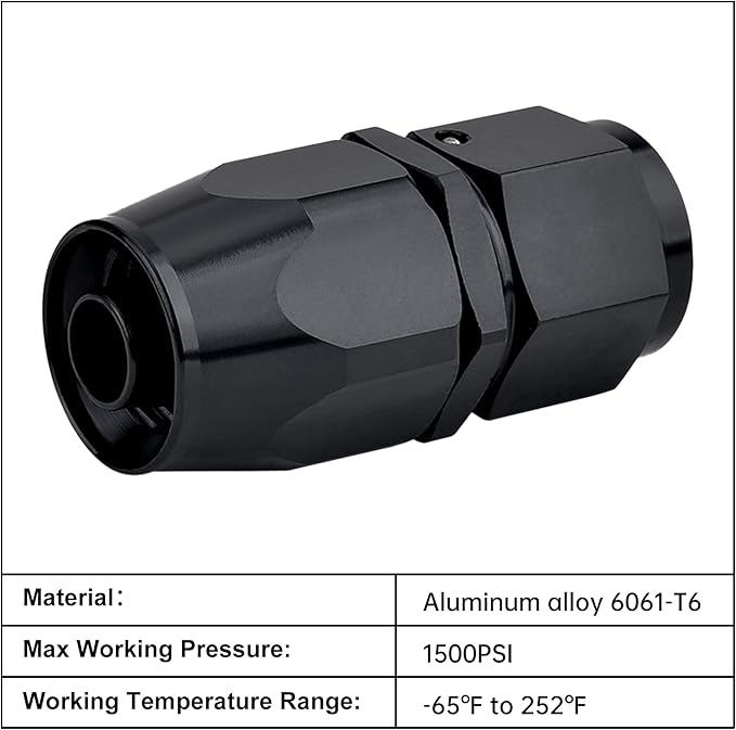 EVIL ENERGY 6AN Hose End Fitting Straight Swivel for CPE Braided Hose Black