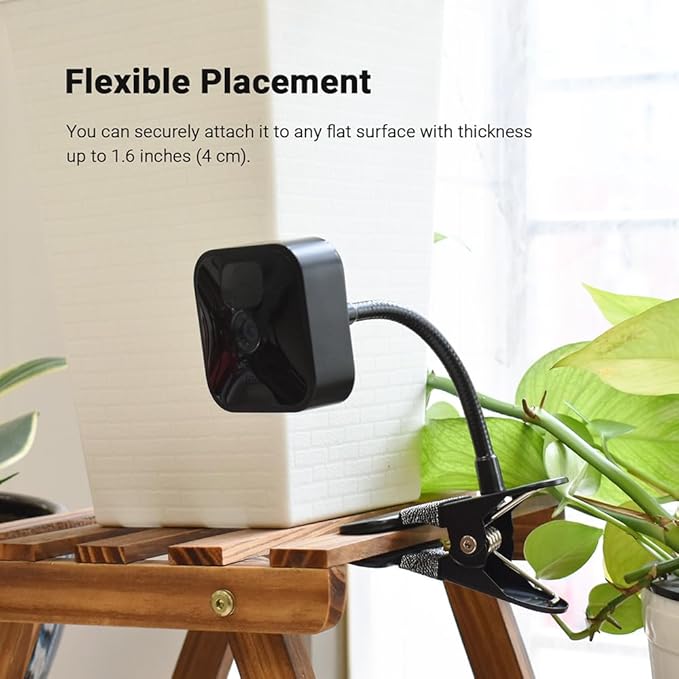 Holicfun Flexible Clip Mount with 15cm Gooseneck for Indoor and Outdoor Security Cameras, Compatible with Ring, Blink, Eufy, Google Nest, Wyze, Arlo, Simplisafe and Other Cameras - White