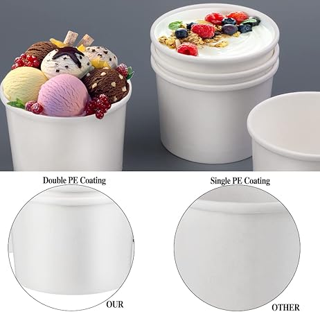 12 oz 25 Pack Paper Soup Bowls with Lids, Disposable Soup Cups, Ice Cream Containers, White Disposable Food Containers White for Hot or Cold Soup