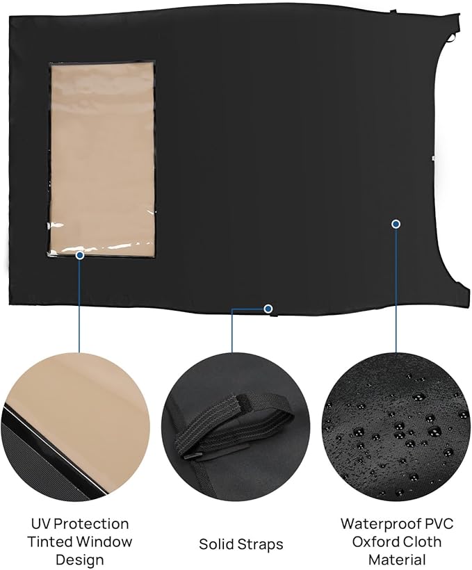 JOYTUTUS Sun Shade Top Compatible with Wrangler JLU 4 Door 2018-2023, Waterproof Canvas Roof Top Cover Wrangler JL Sunshade Blocks Rain, UV, Wind, Noise