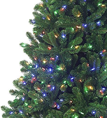 6.5' Pre-lit Christmas Tree with Clear+Multi LED, Douglas Fir, Galvanized Frame, Hinged, Includes Stand Ideal Xmas Tree for Home & Office