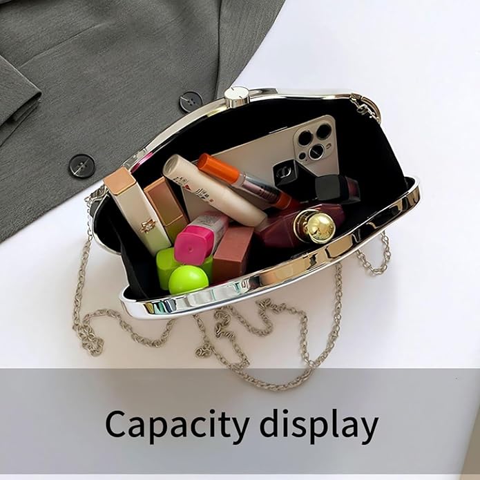 Acrylic Clutch Purse for Women Formal Evening Bag Shell Shape Clutch Handbags with Chain for Party Wedding Prom