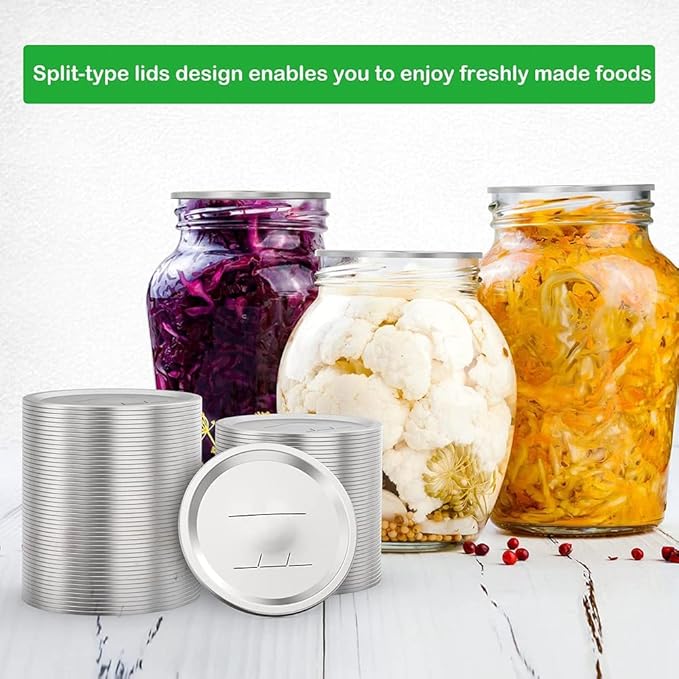 Canning Lids Regular Mouth for BallKerr Jars, Split-Type Metal Jar Lids with Silicone Seals, Silver, 14 PCS