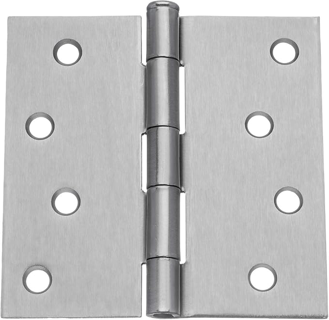 Dynasty Hardware 4" Door Hinges 1/4" Radius Corner, Satin Nickel (8 Pack)
