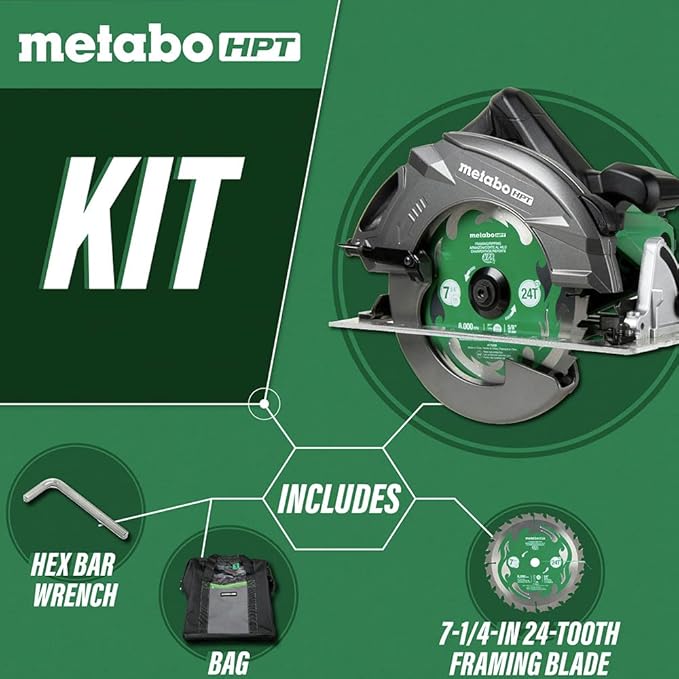 Metabo HPT Circular Saw Kit RIPMAX 7 14-Inch Blade 6,800 RPM Dust Blower Function 5-Year Warranty C7UR