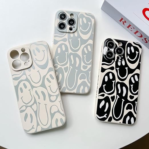 KERZZIL Cute Funny Face Phone Case Compatible with iPhone 13 Pro Max,Liquid Silicone Girly Cases,Cartoon Grimace Soft Gel Rubber Full-Body Protective Microfiber Lining Shockproof Cover(Beige)