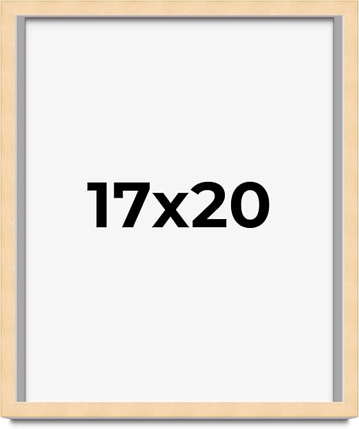 17x20 Frame Natural Wood Picture Frame | 0.75 Inch Moulding Width | Solid Wood | Complete with UV Acrylic Plexiglass, Foam Board Backing & Hanging Hardware