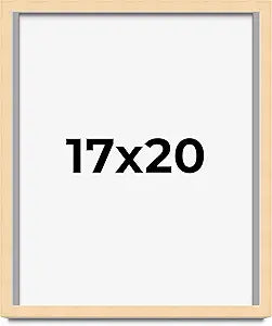17x20 Frame Natural Wood Picture Frame | 0.75 Inch Moulding Width | Solid Wood | Complete with UV Acrylic Plexiglass, Foam Board Backing & Hanging Hardware