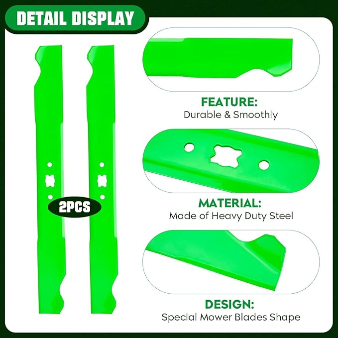Youxmoto 21 inch Mower Blades Fit for MTD 742-04276 OEM-742-0641 742-0641 942-0641, Fit for Columbia, for Craftsman, for Huskee, for Yard-Man, for Cub Cadet 5521, CC46ES, CC94M with 21" Decks (2 Pack)