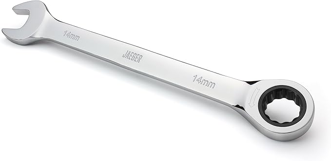 Jaeger 14 mm Ratchet Wrench with 90-Tooth Ratcheting Precision and Hardened, Polished Steel for Projects with Metric Tight Spaces