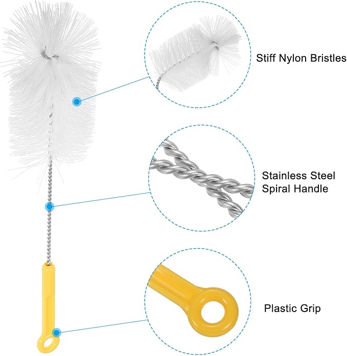 PATIKIL 14" Water Bottle Brush, Stainless Steel Water Bottle Scrubbing Brush Long Handle Cleaning Scrub Brush for Kitchen Pots, Yellow