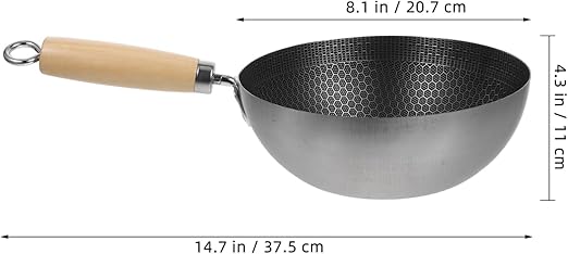 Luxshiny Stainless Steel Frying Pan Honeycomb Skillet Wok Pan 15 Inch Metal Saucepan Cooking Pot Nonstick Kitchen Cookware