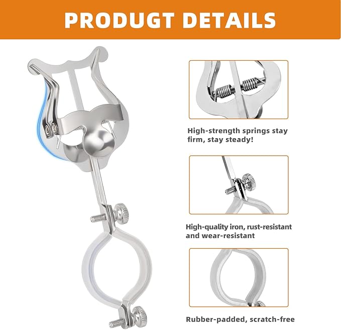 Clarinet Lyre Holder for Marching Band- 6.02Inch Sheet Music Clip Stand- Adjustable Music Book Clip for Beginners Professionals - Durable Lightweight