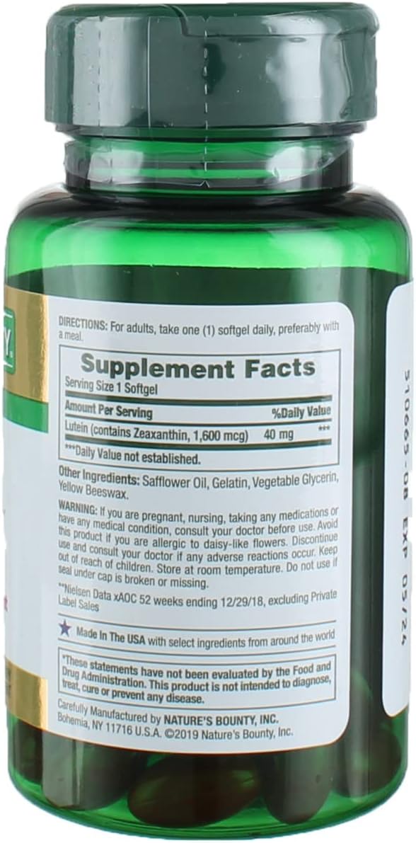 Nature's Bounty Lutein, 40 mg, 30 Softgel