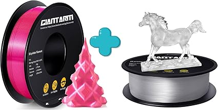 GIANTARM Silk PLA 3D Printer Filament 1kg,Silk Pink PLA and Clear PLA 1.75mm Dimensional Acuuracy +/-0.03mm,1080 Feet Per Roll,Vacuum Packaging