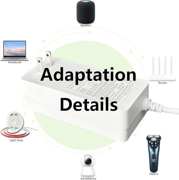 12V Power Supply Adapter, 5A 60W Wall Plug Switching Transformer, AC 100-240V Converter to DC 12 Volt White LED Driver Adaptor with 5.5x2.12.5mm Connector for led Strip Light (ETL Certificated)