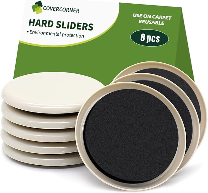 Furniture Sliders for Carpet 8 PCS - 3 12 inch Furniture Moving Slider Chair Legs Floors Protectors Move Your Furniture Easy Safely(for Carpet)
