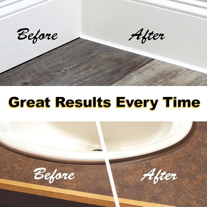 InstaTrim New & Improved Self-Adhesive Caulk Trim, 1/2" x 10', 2-Pack, Flexible, Water Resistant, Stain Resistant for Bathroom, Floors, Walls, DIY Project, Bronze
