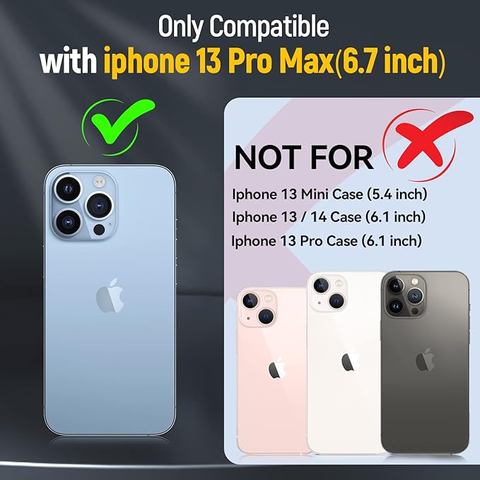 Phone Case for iPhone 13 Pro Max Case iPhone 13 Pro Max Phone Case with Slide Camera Cover, with Finger Ring Holder Stand, fit Magnetic Car Mount, for iPhone 13 Pro Max (Alpine Green)