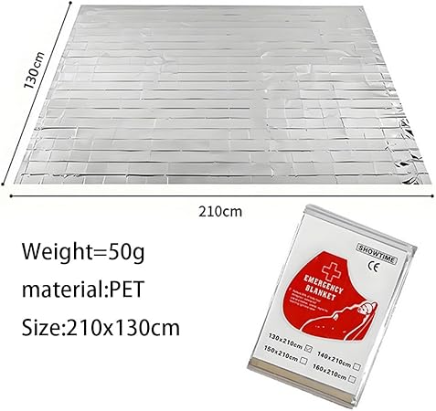 PILLOBOX Emergency Mylar Blanket,Portable Space Blanket Survival Kit for Outdoors, Hiking, Camping Survival Reflective Thermal First Aid Foil Blanket 52 x 82 inches 1 Pack