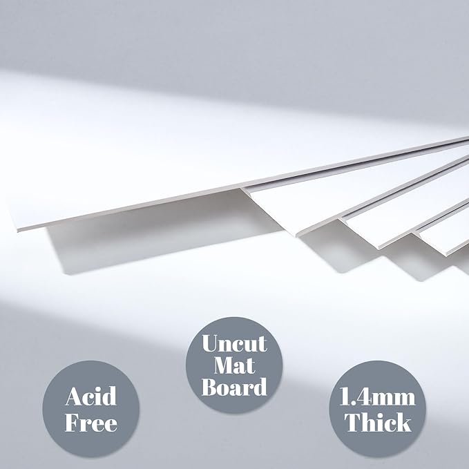 Prudiut 15 Pack 8x10 Backing Boards Only, Uncut White Mat Board Acid Free Mat Board for Photos, Prints, Artworks