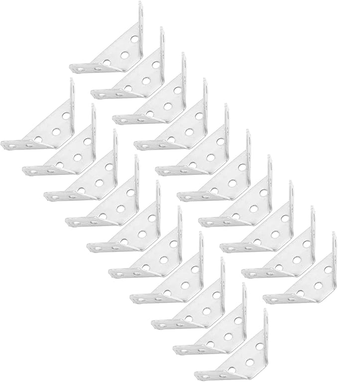 20 Pcs Stainless Steel Furniture Corner Connector, Angle Joint Fastener, Cabinet Shelf Corner Brace for Home Improvement