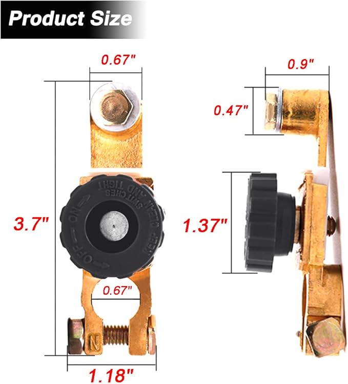 Top Post Battery Disconnect Switch - Quick Disconnect Battery Cut Off Switch for Car Truck Marine RV and Electrical Equipment - 12V125A - Black
