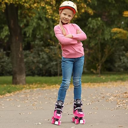 METROLLER Roller Skates for Girls Ages 5-8 8-12 and Boys Teens, Adjustable 4 Sizes for Kids Toddler Rollerskates with Light up Wheels, for Youth Women and Men