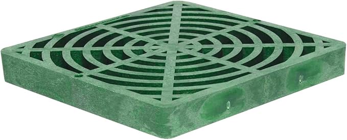 StormDrain 9" Outdoor Catch Basin Square Flat Grate Cover - Superior Strength and Durability, Green