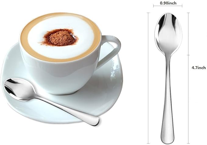 Demitasse Espresso Spoons,12-piece Mini Coffee Tiny Stainless Steel Spoons Bistro Small Spoons for Dessert, Tea, Appetizer(4.7Inch)…