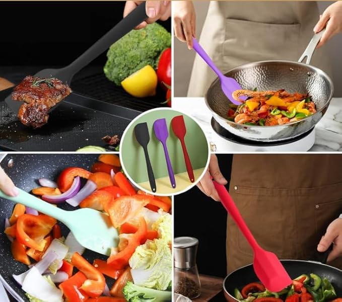Silicone Spatula for Cooking Heat Resistant, 8.27 Inch Small Kitchen Spatula Silicone, Flexible Rubber Spatula for Baking (Blue)