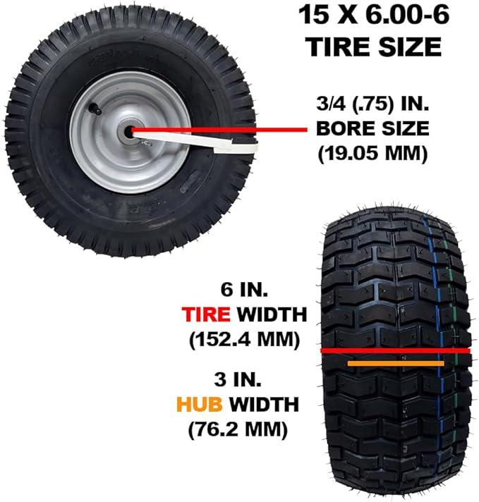 Proven Part Front Tire and Rim 15x6-6 For Craftsman For MTD For Cub Cadet