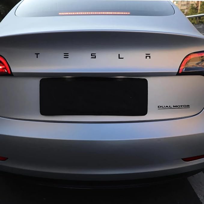 Metal Tesla Letters Emblem Trunk Logo Decal Tailgate Rear 3m Adhesive Compatible with Tesla Model 3 Y Highland Juniper Chrome Matte Black Red Glossy Black (Glossy Black)