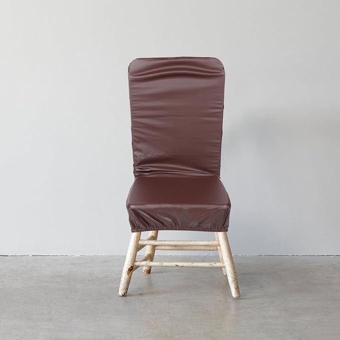 Stretchy Pu Leather Chair Cover and Easy to Clean Dining Chair Slipcover for Home Hotel Use Removable Elastic Design for Comfort and Protection Against Stains and Scratches